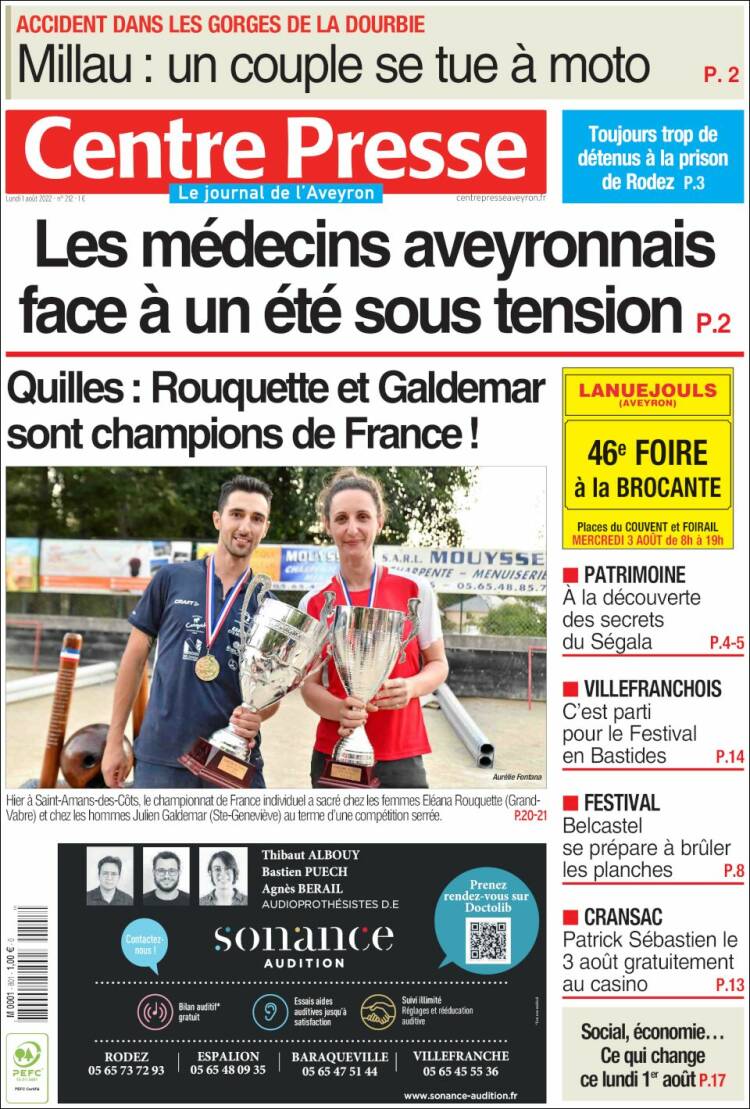 Portada de Centre Presse (France)