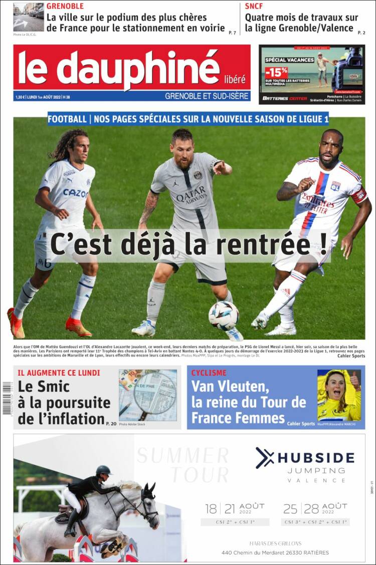 Portada de Le Dauphiné Libéré (Francia)