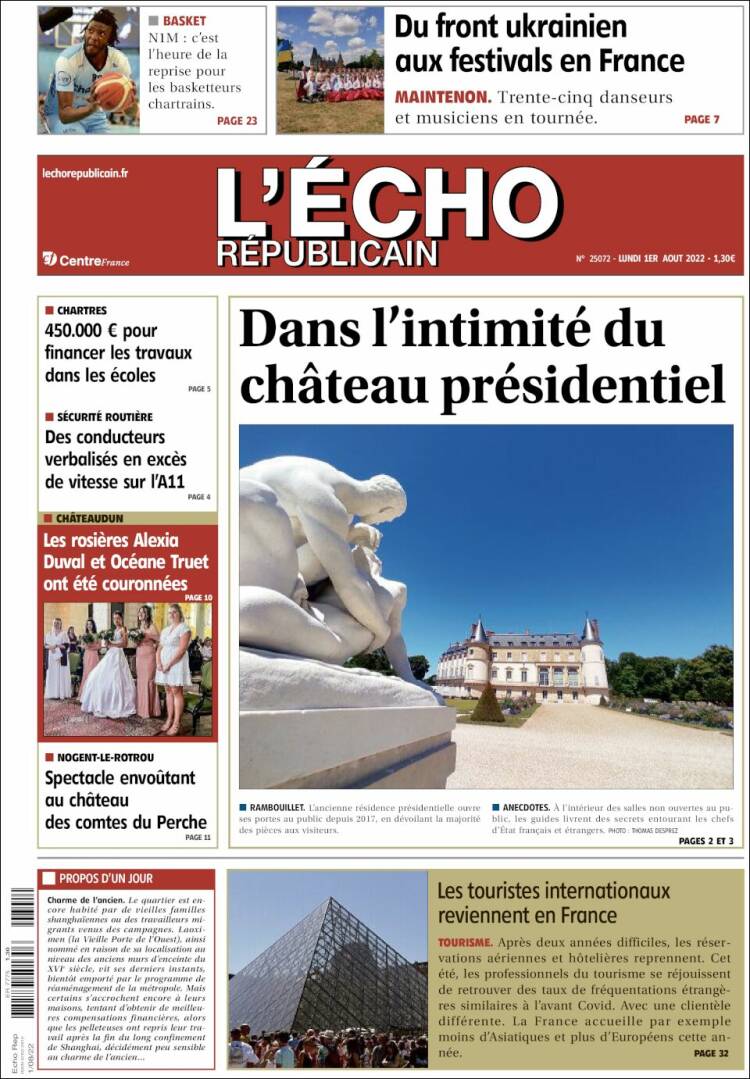 Portada de L'Echo Républicain (Francia)