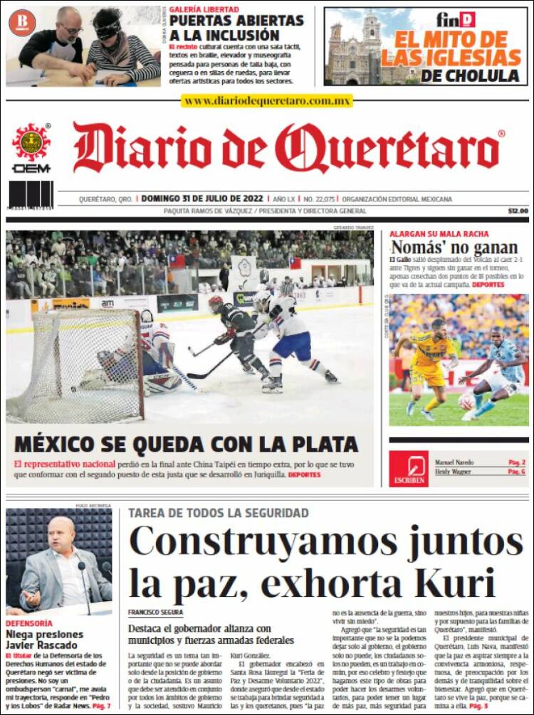 Portada de Diario de Querétaro (M&eacute;xico)