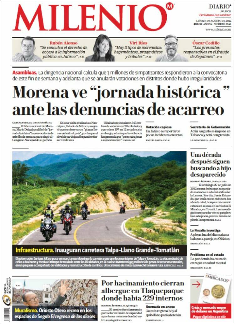 Portada de Milenio - Jalisco (M&eacute;xico)