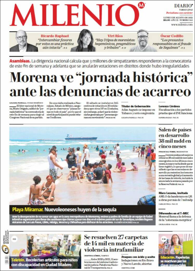 Portada de Milenio - Tamaulipas (M&eacute;xico)