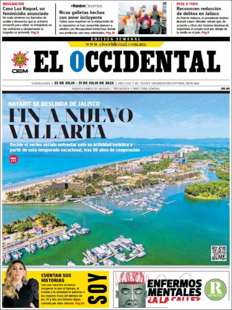 Portada de El Occidental (M&eacute;xico)