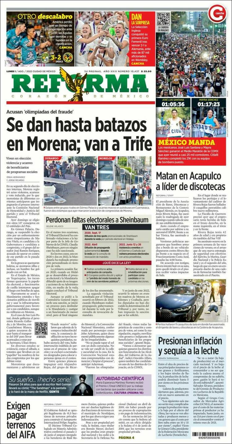 Portada de Reforma (M&eacute;xico)