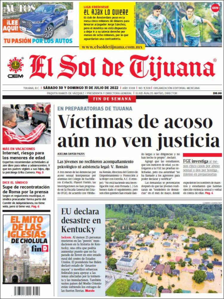 Portada de El Sol de Tijuana (M&eacute;xico)