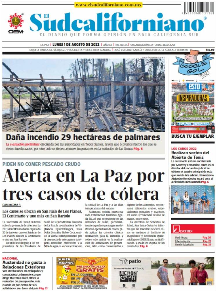 Portada de El Sudcaliforniano (M&eacute;xico)