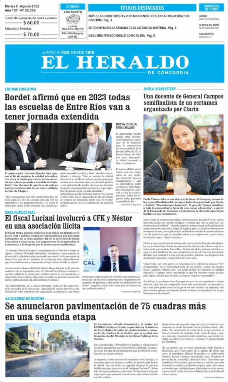 Portada de El Heraldo de Concordia (Argentina)