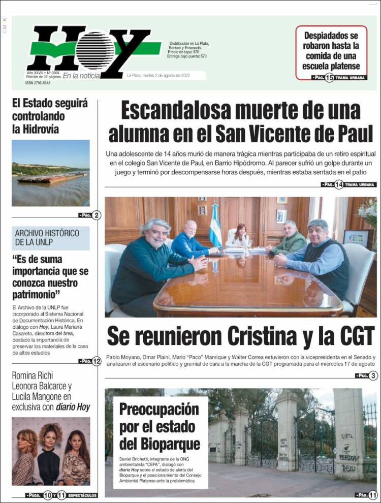 Portada de Diario Hoy (Argentina)