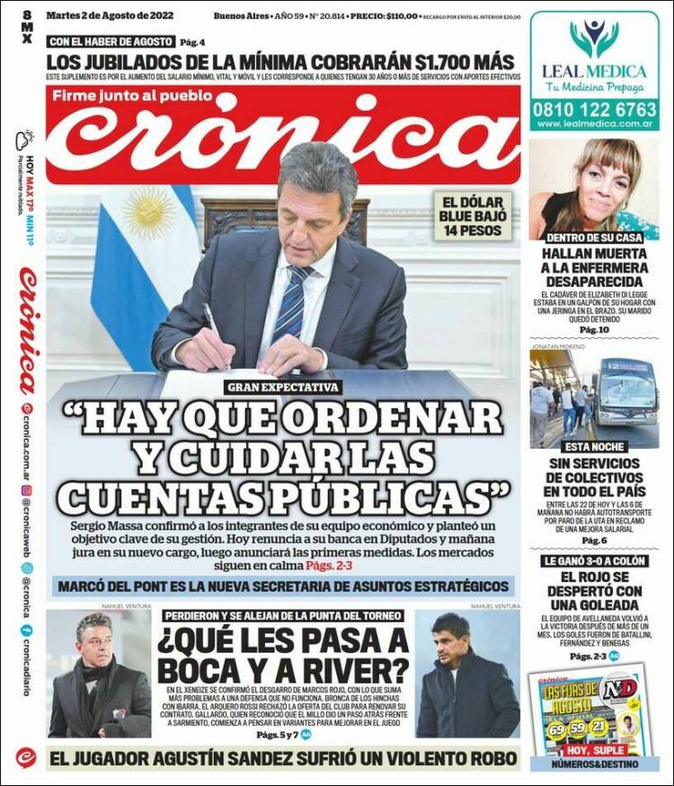 Portada de Diario El Libertador (Argentina)