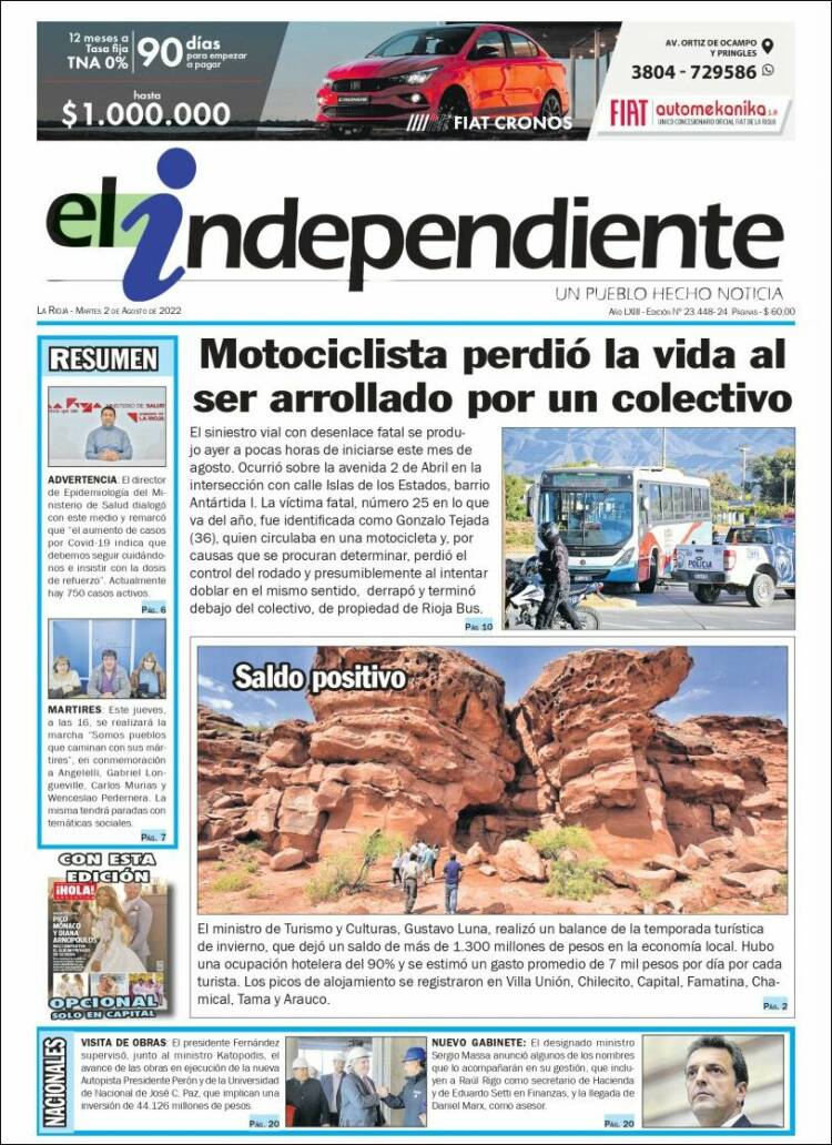 Portada de El Independiente (Argentina)