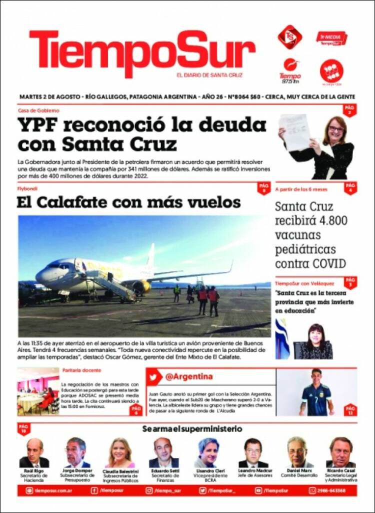 Portada de Tiempo Sur (Argentina)