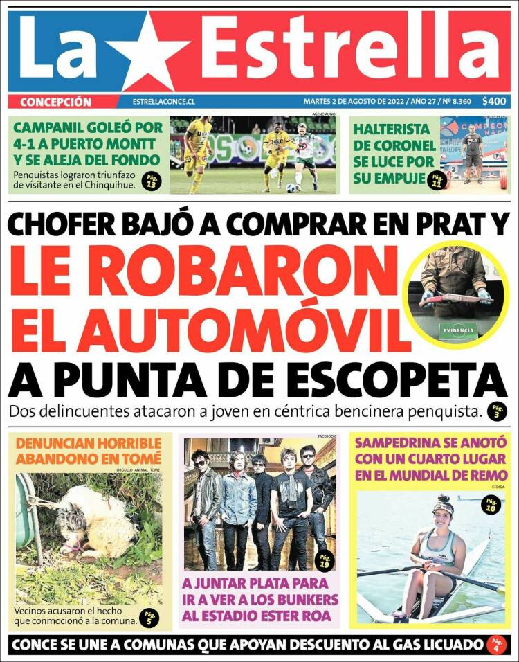 Portada de La Estrella de Concepción (Chile)