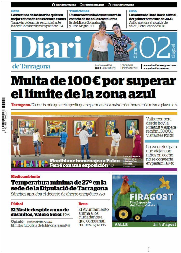 Portada de Diari de Tarragona (España)