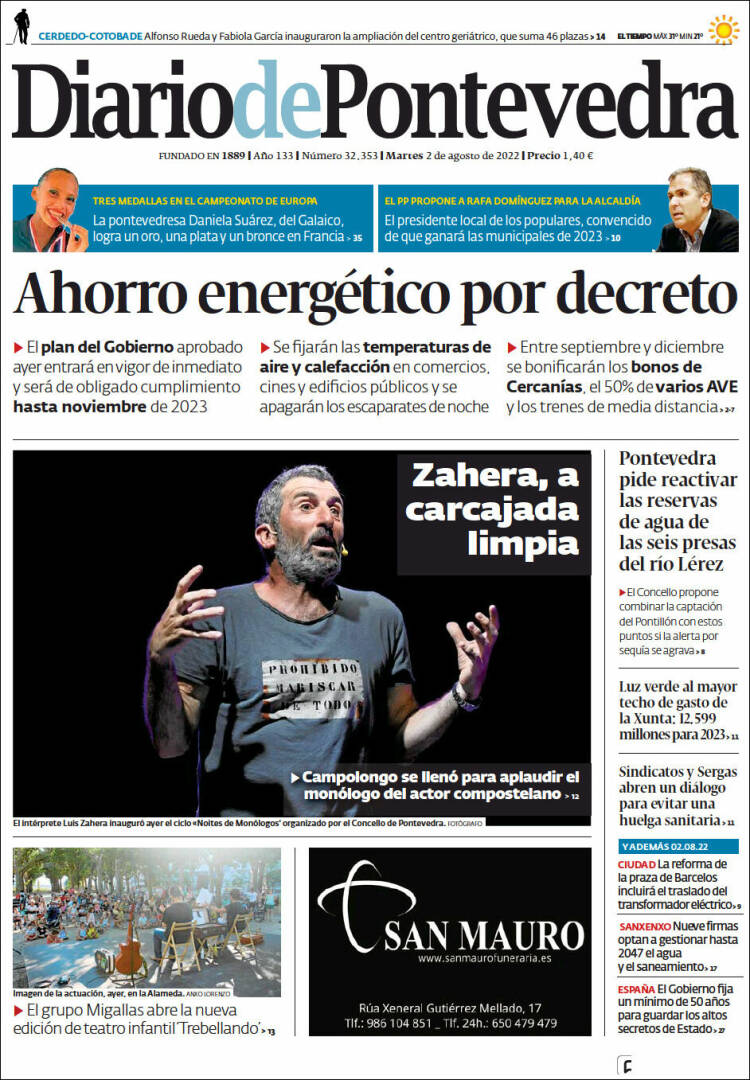 Portada de Diario de Pontevedra (España)