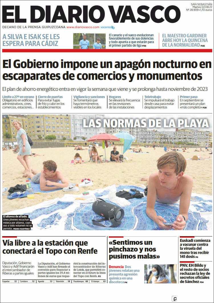 Portada de Diario Vasco (España)