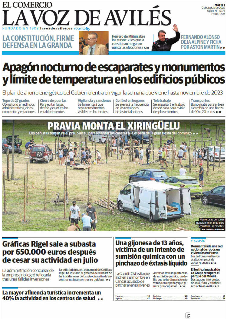 Portada de El Comercio - Avilés (España)