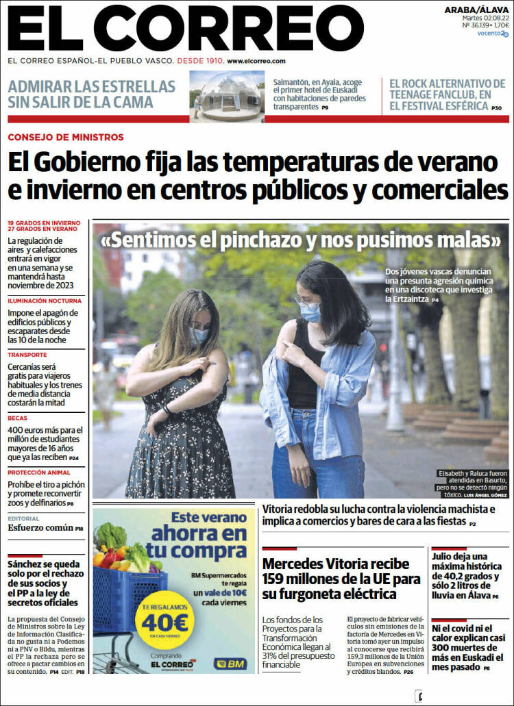 Portada de El Correo - Álava (España)