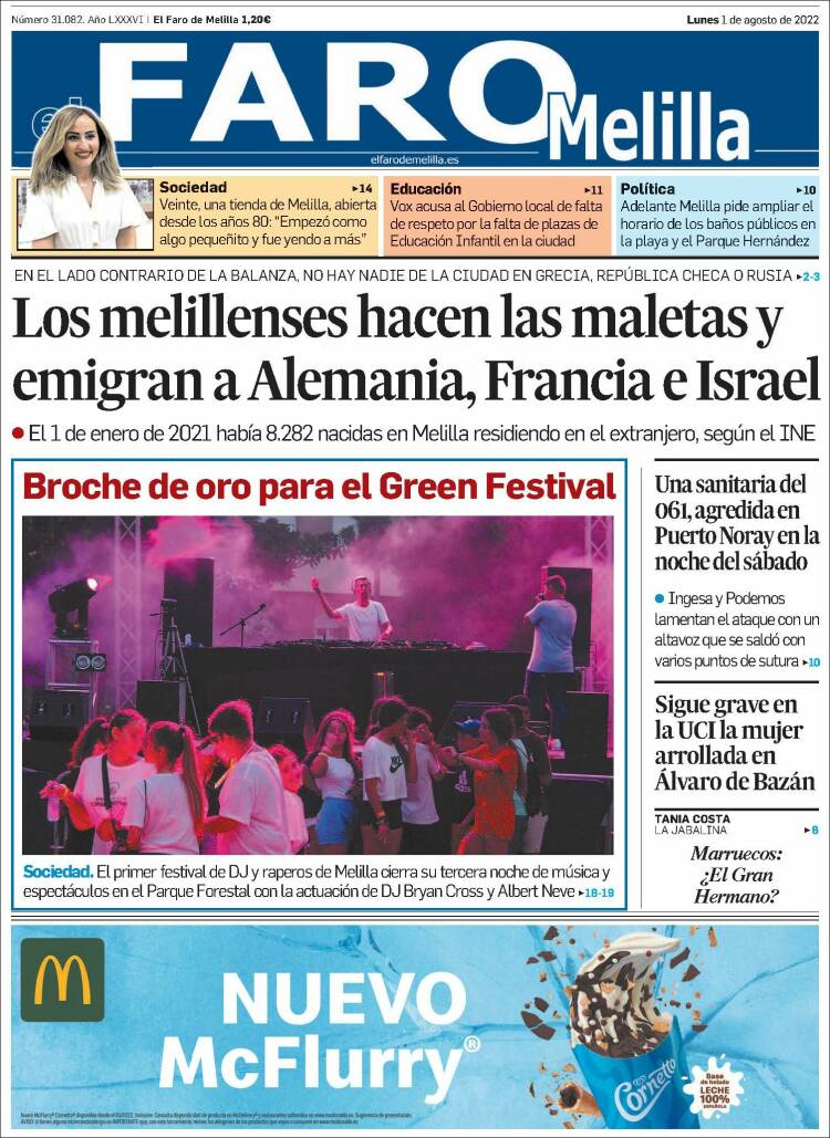 Portada de El Faro de Melilla (España)