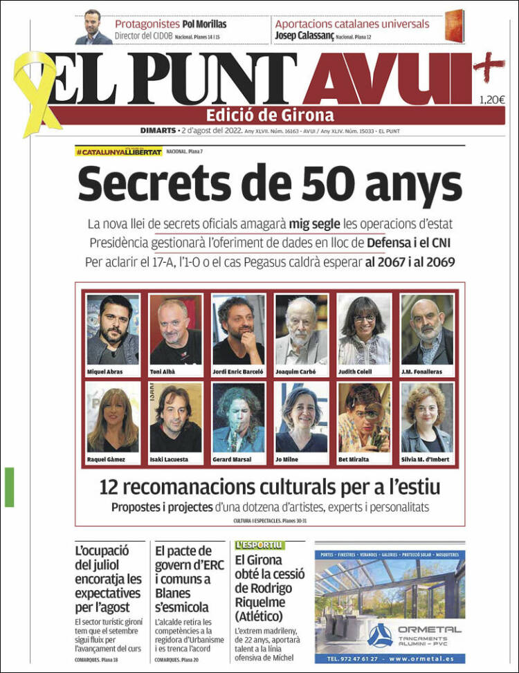 Portada de El Punt Avui - Girona (España)