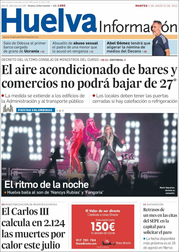 Portada de Huelva Información (España)