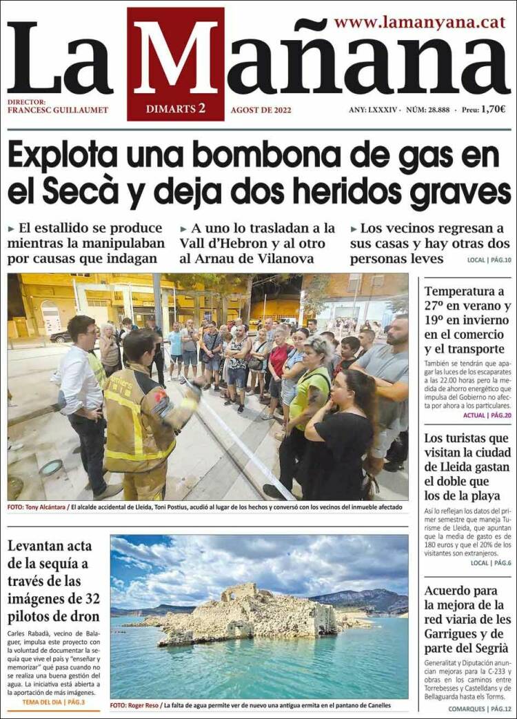 Portada de La Mañana - Diari de Ponent (España)