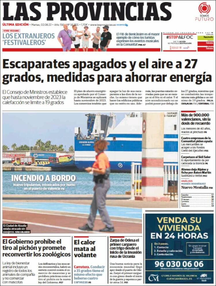 Portada de Las Provincias (España)