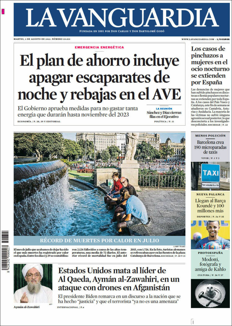 Portada de La Vanguardia (España)