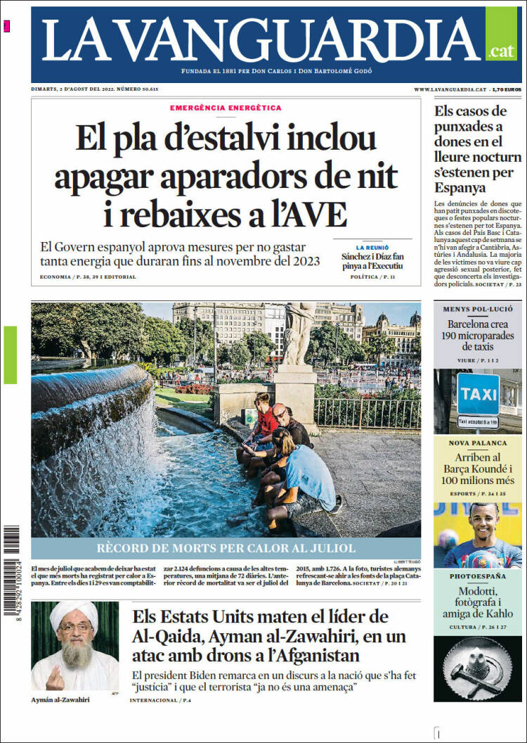 Portada de La Vanguardia (España)
