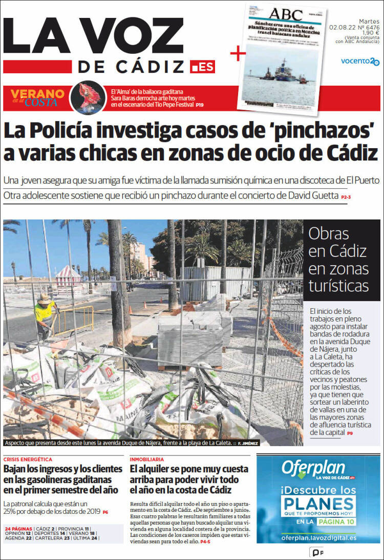 Portada de La Voz de Cádiz (España)