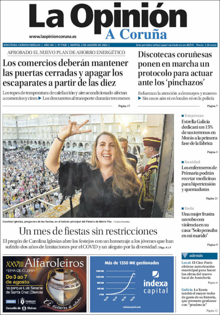Portada de La Opinión de A Coruña (España)