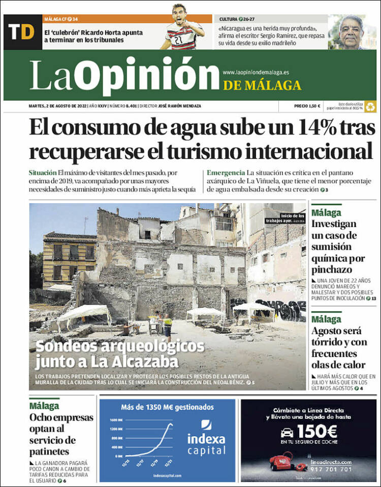 Portada de La Opinión de Málaga (España)