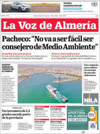 Portada de La Voz de Almería (España)