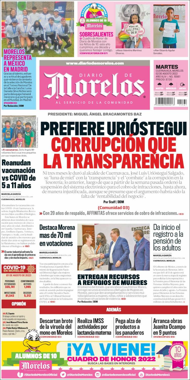 Portada de Diario de Morelos (México)