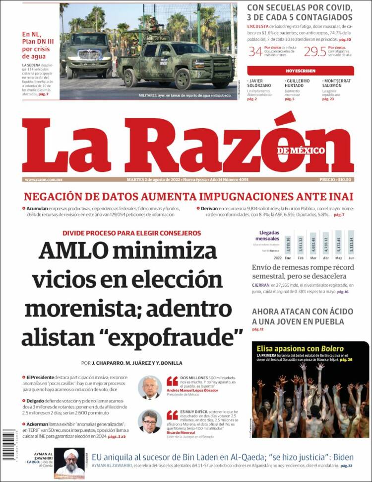 Portada de La Razón (México)