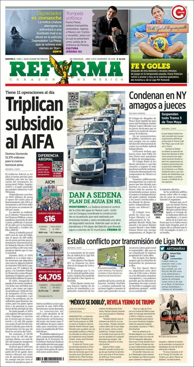 Portada de Reforma (México)