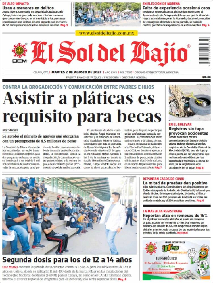 Portada de El Sol del Bajio (México)