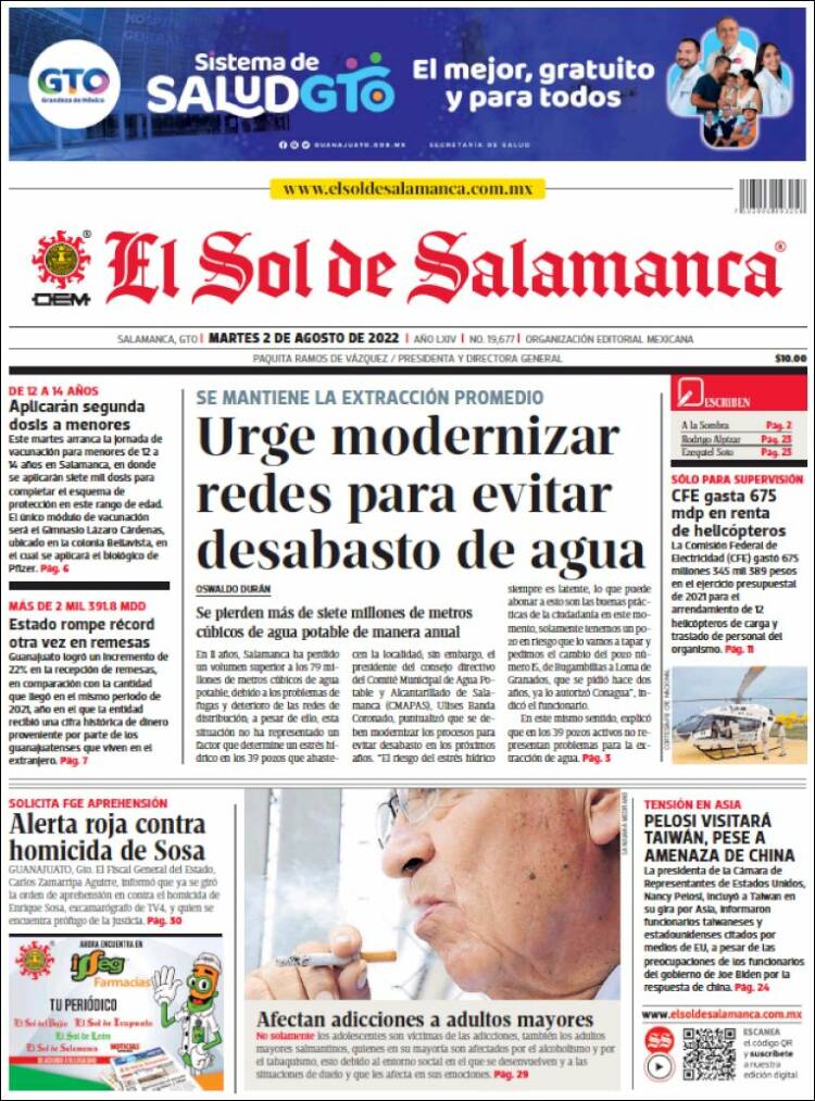 Portada de El Sol de Salamanca (México)