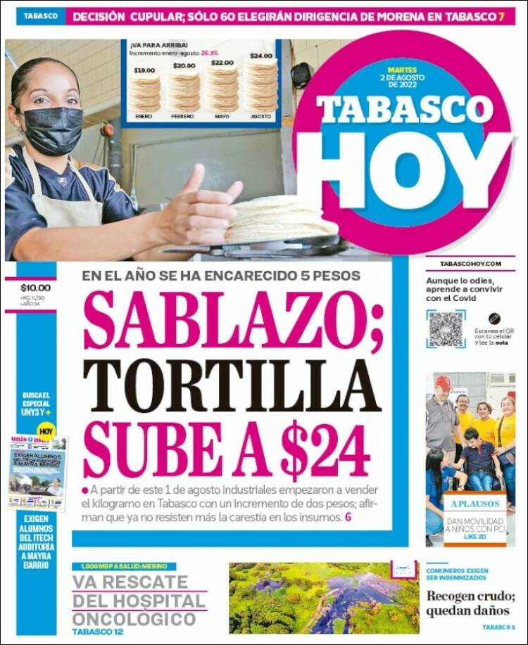 Portada de Tabasco Hoy (México)