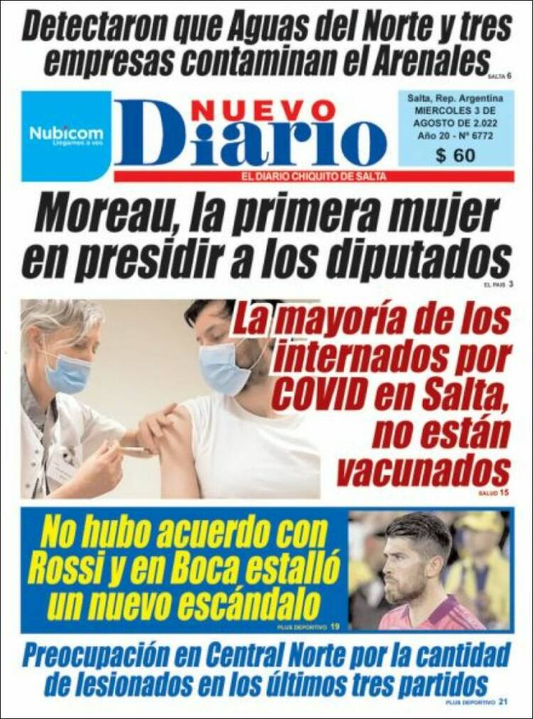 Portada de Nuevo Diario de Salta (Argentina)