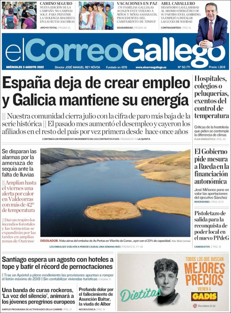 Portada de El Correo Gallego (España)