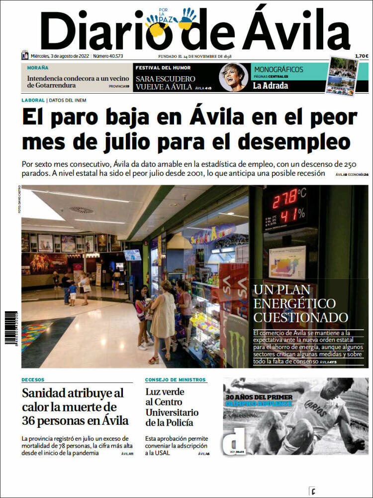 Portada de Diario de Ávila (España)