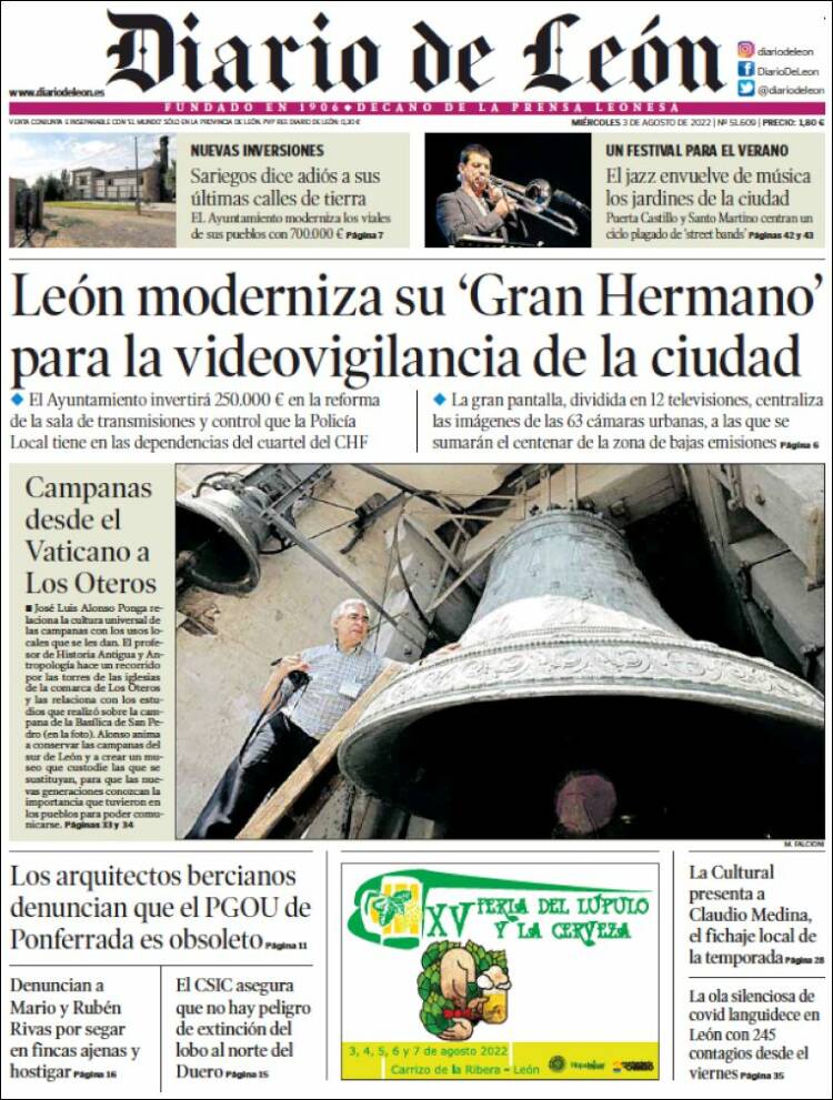 Portada de Diario de León (España)