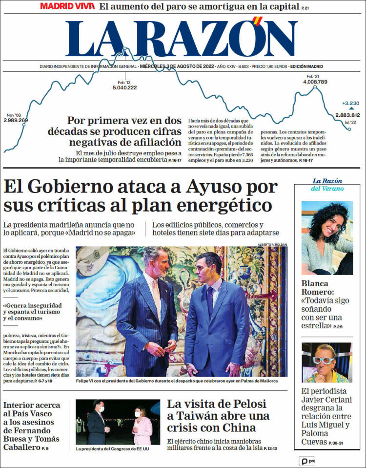 Portada de La Razón (España)