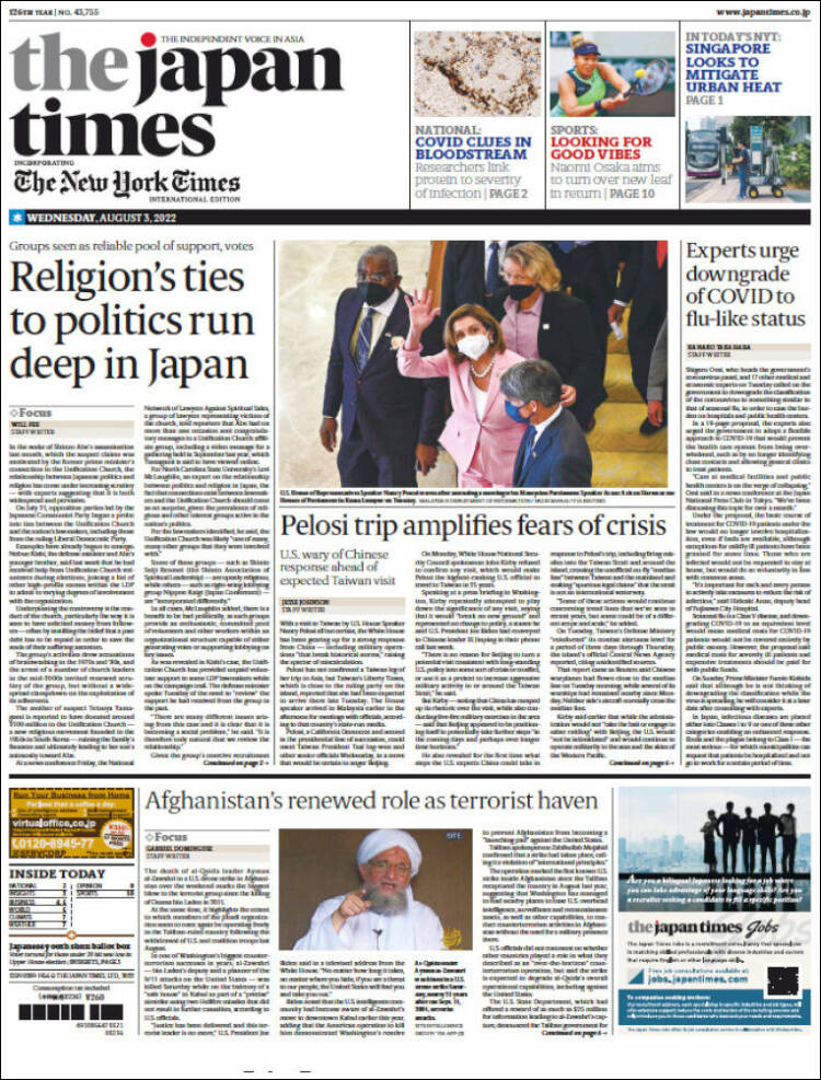 Portada de The Japan Times (Japan)