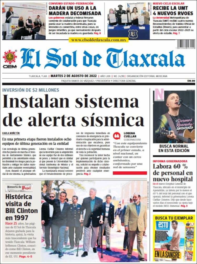 Portada de El Sol de Tlaxcala (México)