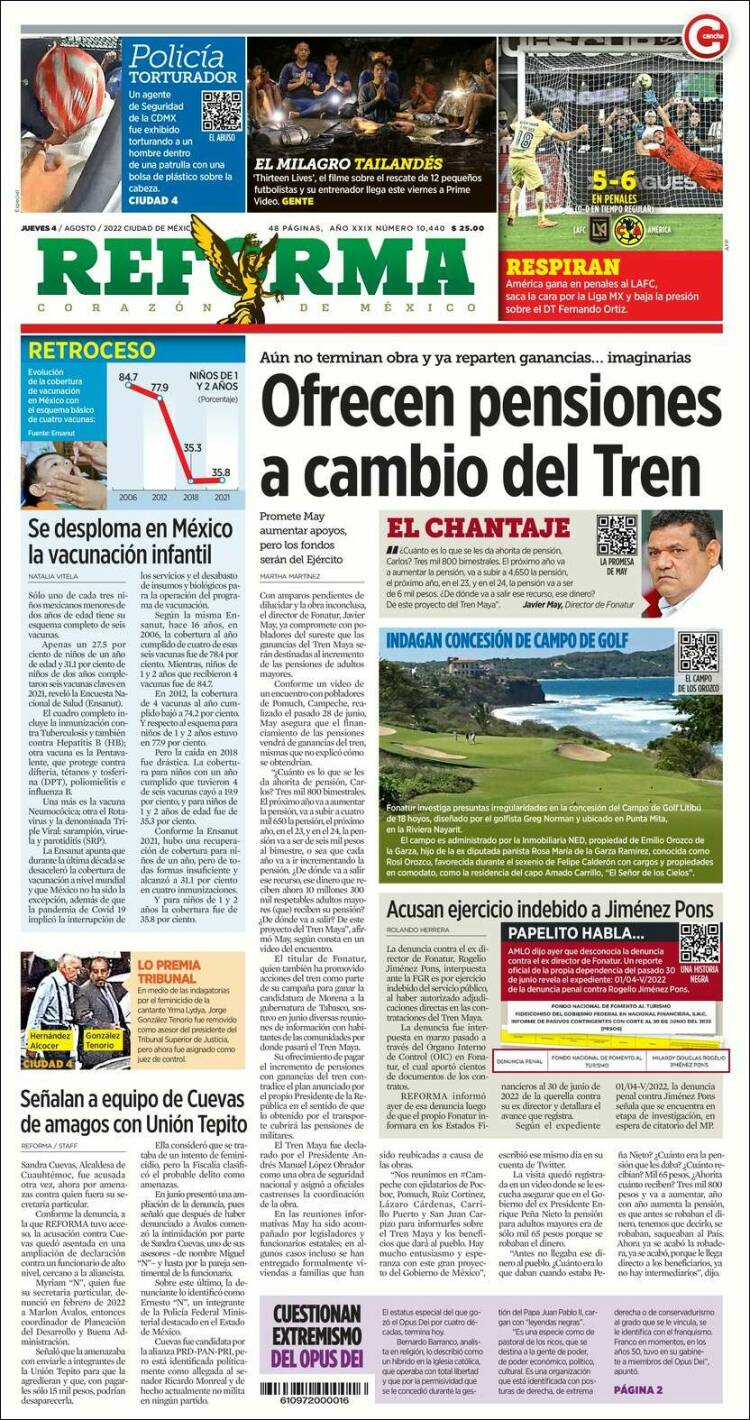 Portada de Reforma (México)