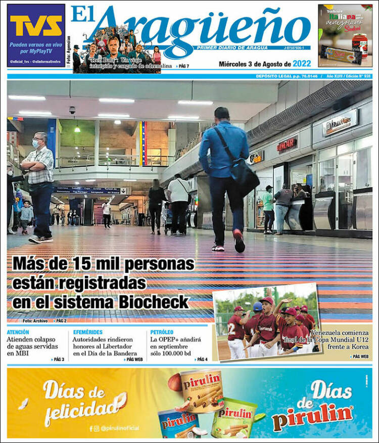 Portada de El Aragüeño (Venezuela)