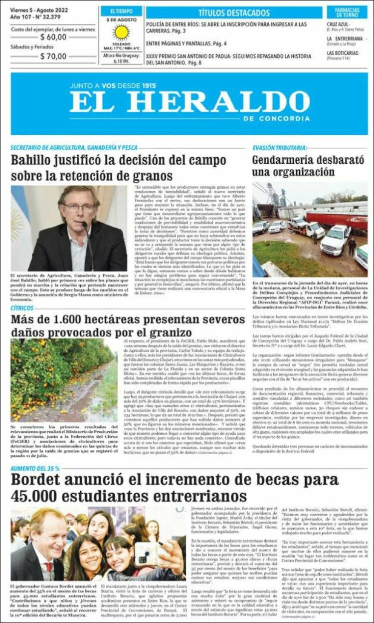 Portada de El Heraldo de Concordia (Argentina)