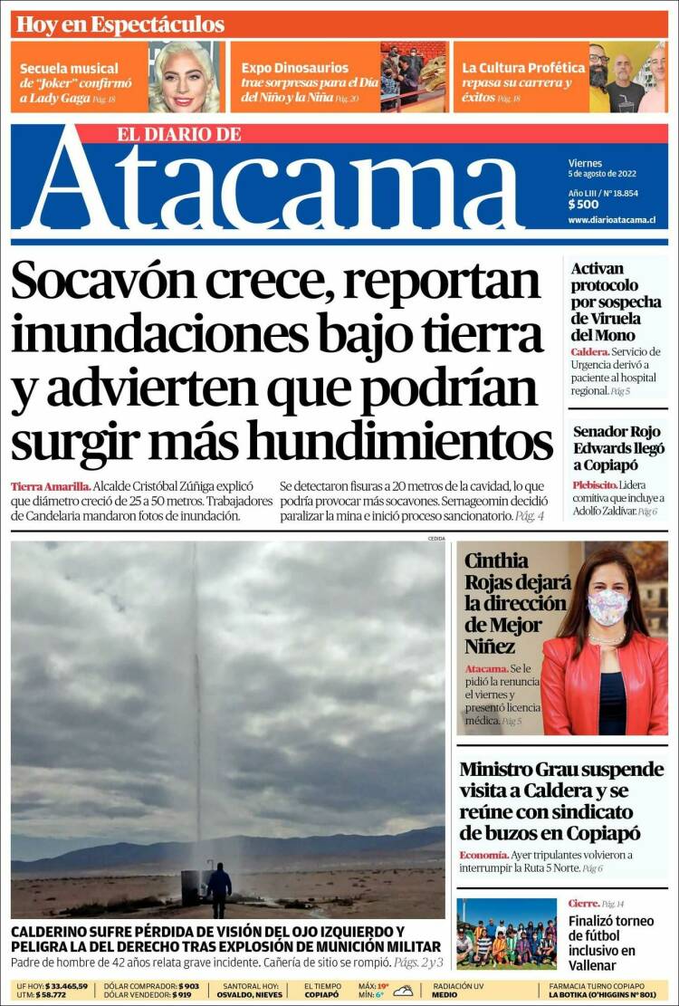 Portada de Diario de Atacama (Chile)