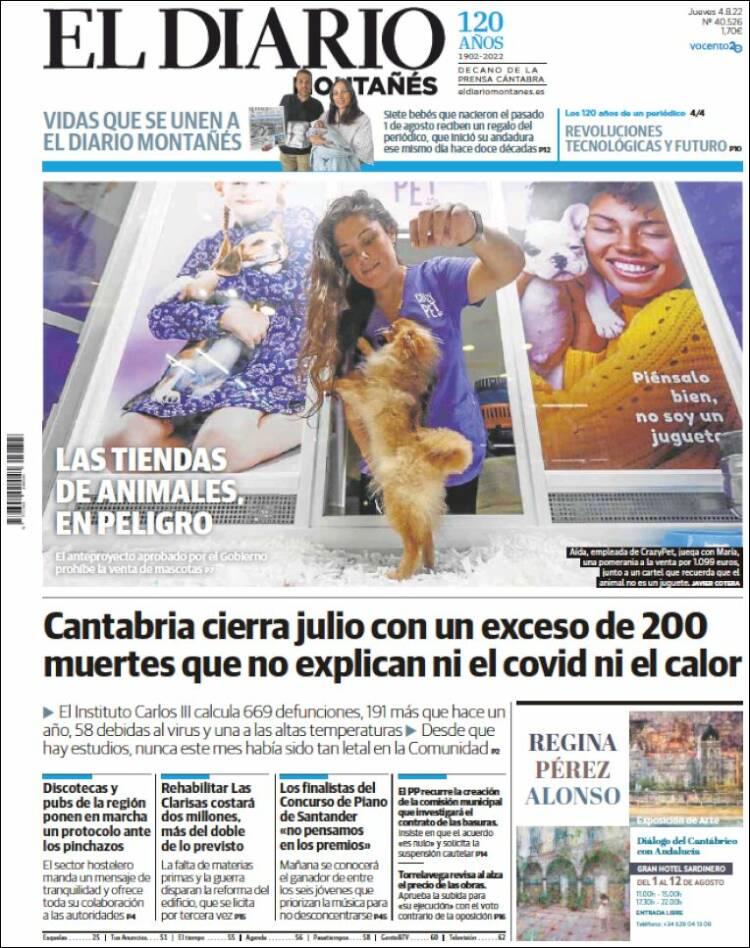 Portada de El Diario Montañés (España)